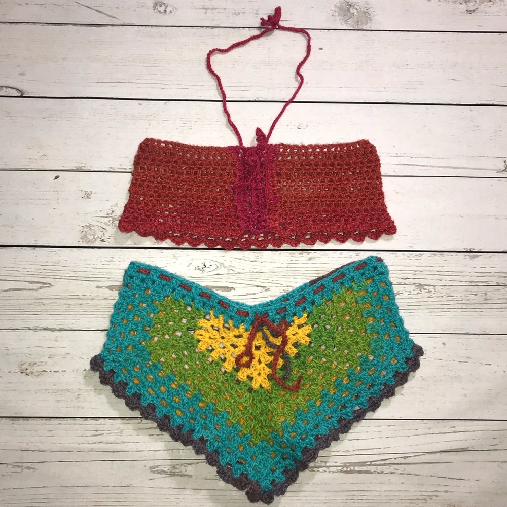 Boho Crochet Cheeky Shorts Halter Top